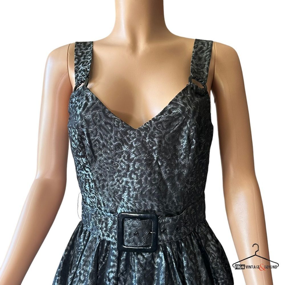 Y2K Betsey Johnson Retro Silver Black Leopard Dress - Picture 2 of 11
